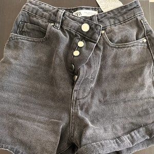 Mom Black Shorts Zara